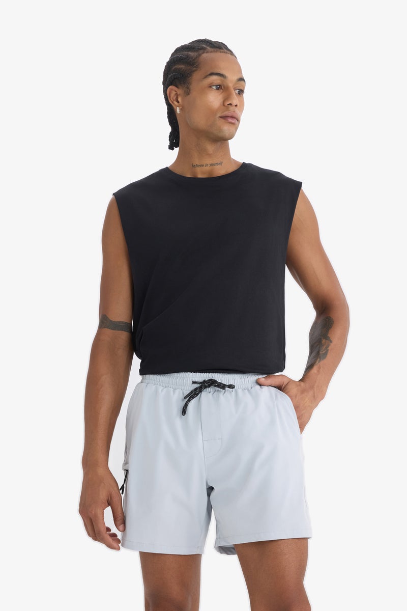 DeFacto Grey Man DeFactoFit Printed Flexible Textured Sports Swim Shorts Casual - Image 3